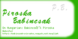 piroska babincsak business card